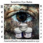 Jars of Sensitive Eye Balm by Anarres with an eye in the background.