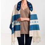 Judaica: Tallit Handmade Fair Trade Jewish Prayer Shawl blue full
