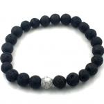 Diffuser Bracelet: Lava and Howlite Stone Beads black