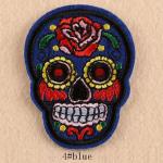 Patch: Fabric Embroidered Day of the Dead Skull blue