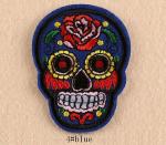 Patch: Fabric Embroidered Day of the Dead Skull blue