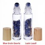 Bottle: Glass Crystal Roll On 10mL blue grain quartz lapis lazuli