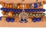  Tree of Life Wood Bead Set of 4 BLUE