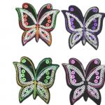 Patch: Fabric Embroidered Butterfly purple and green