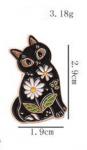 Pin: Enamel Cats daisy measured
