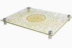Judaica: Tempered Glass Challah Board with Metal Legs 2