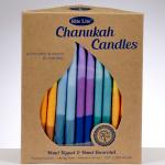 box of Hanukkah Candles multi colours Vege Wax Dipped Box of 45