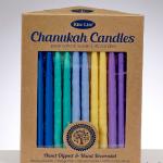 box of Hanukkah Candles solid colours Vege Wax Dipped Box of 45
