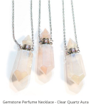 gemstone bottle pendant - clear quartz aura