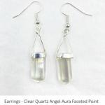 Earrings, Faceted Point Angel Aura clear quartz