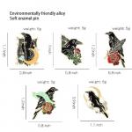 The sizes of 5 crow enamel pins