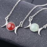 Pendant: Gemstone Three Moons Goddess Choker red, green