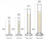 Glass cylinders 5mL, 10mL, 50mL and 100mL measured