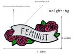 Enamel Pin with roses says Feminist measured
