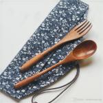 Cutlery: Set Wooden Fork Spoon with Bag full