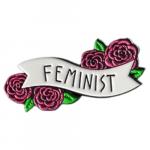 The word Feminist enamel pin