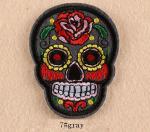  Fabric Embroidered Day of the Dead Skull grey