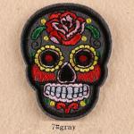 Patch: Fabric Embroidered Day of the Dead Skull grey