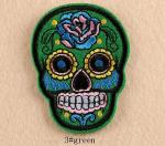Patch: Fabric Embroidered Day of the Dead Skull green