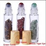 Bottle: Glass Crystal Roll On 10mL green tomb red jasper yellow tiger eye