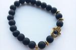 Bracelet: Lava Diffuser Beads with Hamsa Charm