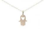 Judaica: Hamsa Necklace for Love & Protection closeup silver
