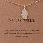 Judaica: Necklace Hamsa, All Is Well card