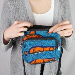 Bag: Cotton Kitenge Handbag blue orange held