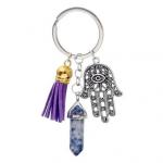 Keyring: Blue Hamsa Evil Eye purple