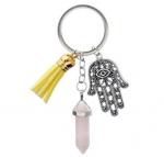 Keyring: Blue Hamsa Evil Eye yellow