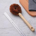 Brush: Dishwashing Round Coconut with Wooden Handle measured