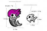  Enamel Skeleton Mermaid and Fish measured