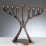 Judaica: Menorah, Aluminum Modern in Antique Copper Finish