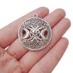Charm: Goddess Celtic Triple Moon Tree of Life with Pentagram in hand