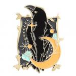 Crow with yellow crescent moon