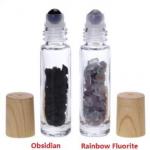  Glass Crystal Roll On 10mL obsidian rainbow fluorite