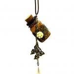  Glass with Cork Perfume Bottle, Vintage dangling