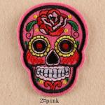 Patch: Fabric Embroidered Day of the Dead Skull pink