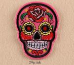 Patch: Fabric Embroidered Day of the Dead Skull pink