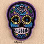 Patch: Fabric Embroidered Day of the Dead Skull purple