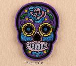  Fabric Embroidered Day of the Dead Skull purple