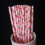 Straw Set of 10, Paper strawberry