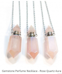 gemstone bottle pendant - rose quartz aura