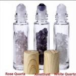 Bottle: Glass Crystal Roll On 10mL rose quartz amethyst white quartz