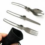 Cutlery: Stainless Steel Folding Set in Velcro Bag
