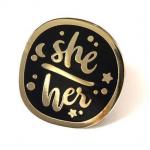 Pin: Enamel Pronouns gold she/her