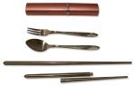 Cutlery: Stainless Steel Portable Set pink