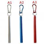 Straw: Stainless Steel Telescopic chrome blue red
