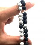 Diffuser Bracelet: Lava and Howlite Stone Beads stretchy