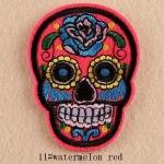 Patch: Fabric Embroidered Day of the Dead Skull watermelon